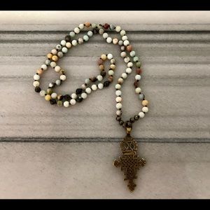 Boutique Semi Precious Beaded Cross Necklace